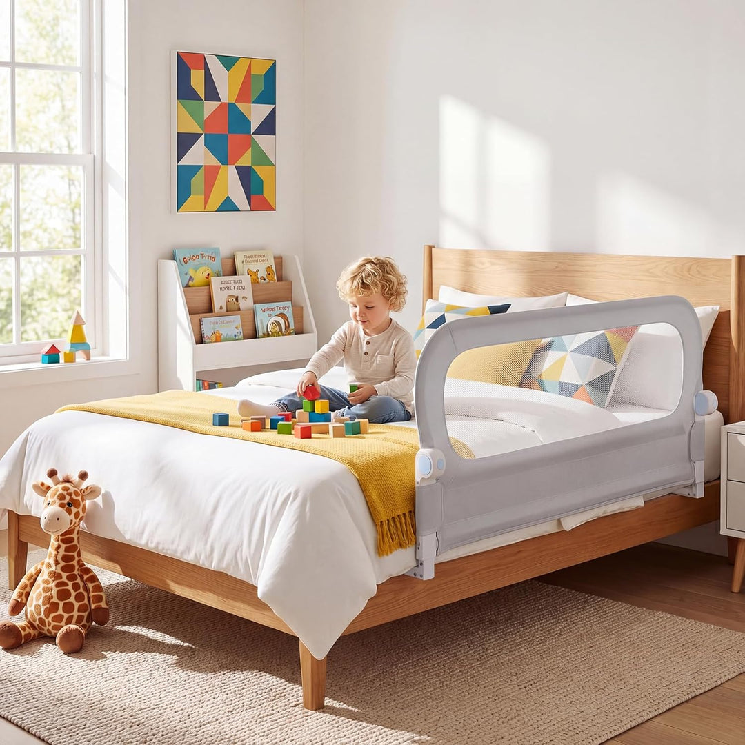 RELAX4LIFE Bettgitter Rausfallschutz, 120 x 60 cm, zusammenklappbares Bettschutzgitter, Kinderbettgi