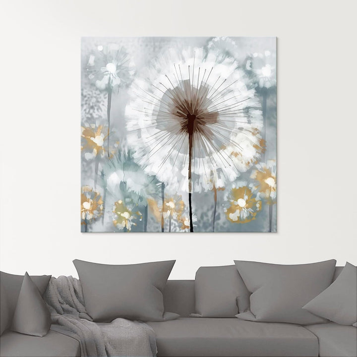 Artland Glasbilder Wandbild Glas Bild einteilig 50x50 cm Quadratisch Abstrakte Kunst Pflanzen Blumen
