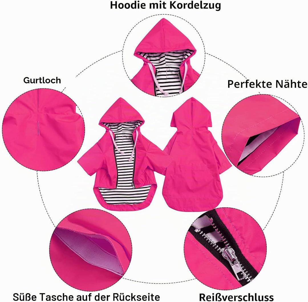 MOREZI Wind&amp;Wasserdicht Hunderegenmantel mit Beinschutz &amp; Fest Kapuze - Leichtes Outdoor - Für klein