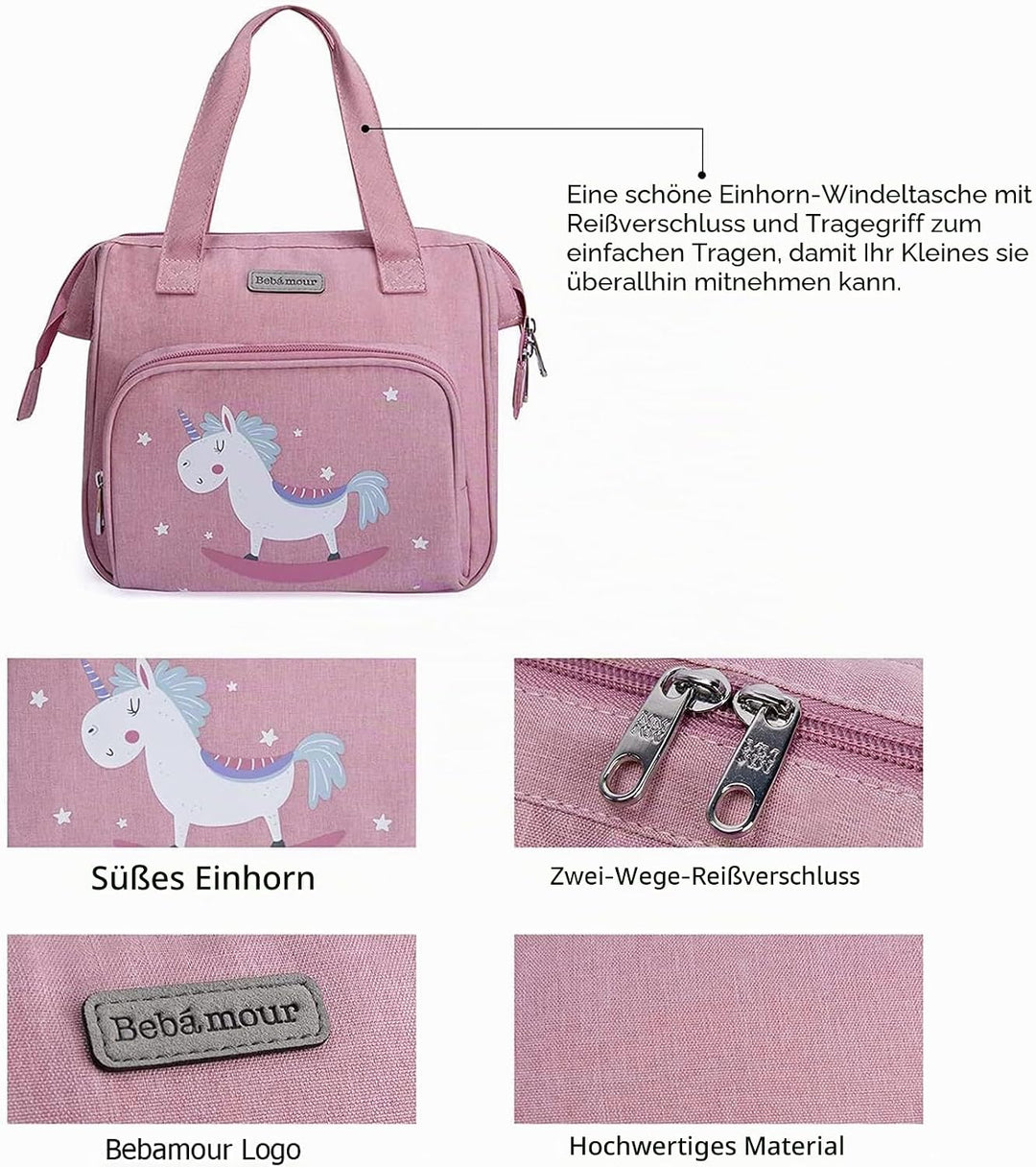 Bebamour Einhorn Puppe Wickeltasche mit Puppe Wickelmatte tragen Puppe Zubehör Mode Kinder Mädchen B