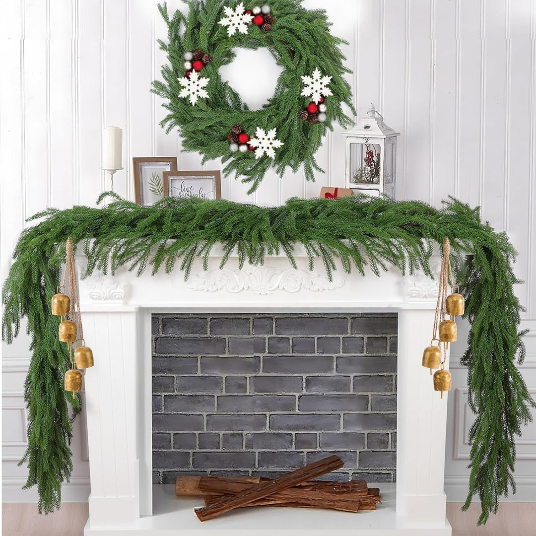 Laelfe 2 Stück Weihnachtliche Norfolk Kieferngirlande, 183 cm | Real Touch PE Norfolk Pine Girlande,