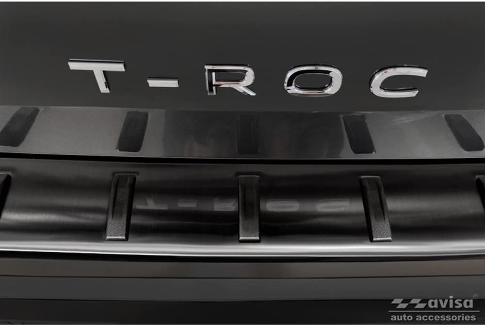 Avisa Schwarz Edelstahl Heckstossstangenschutz kompatibel mit Volkswagen T-ROC & T-ROC Cabrio 2017-2