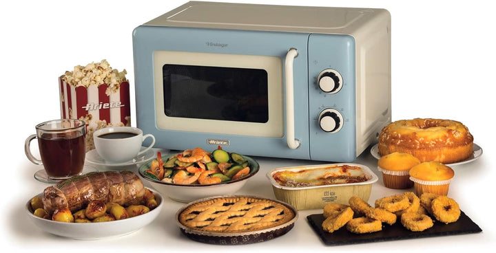 Ariete 3960 Mikrowelle Vintage, 800 W, Fassungsvermögen 20 l, 3 Funktionen, 6 Kochstufen, Timer, hel