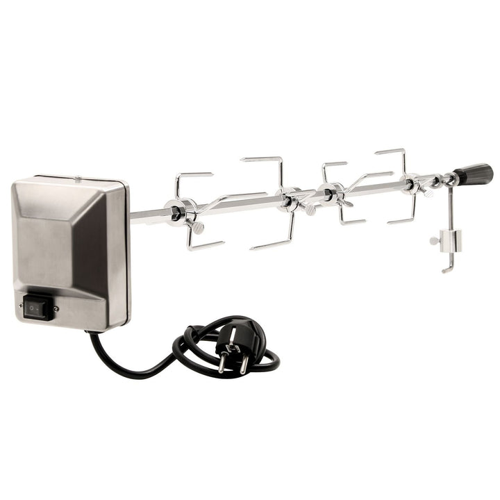 BBQ-Toro Grillspiess Set 100 cm inkl. 4X Fleischnadeln und Edelstahl Motor, 220V - 240V | Drehspiess