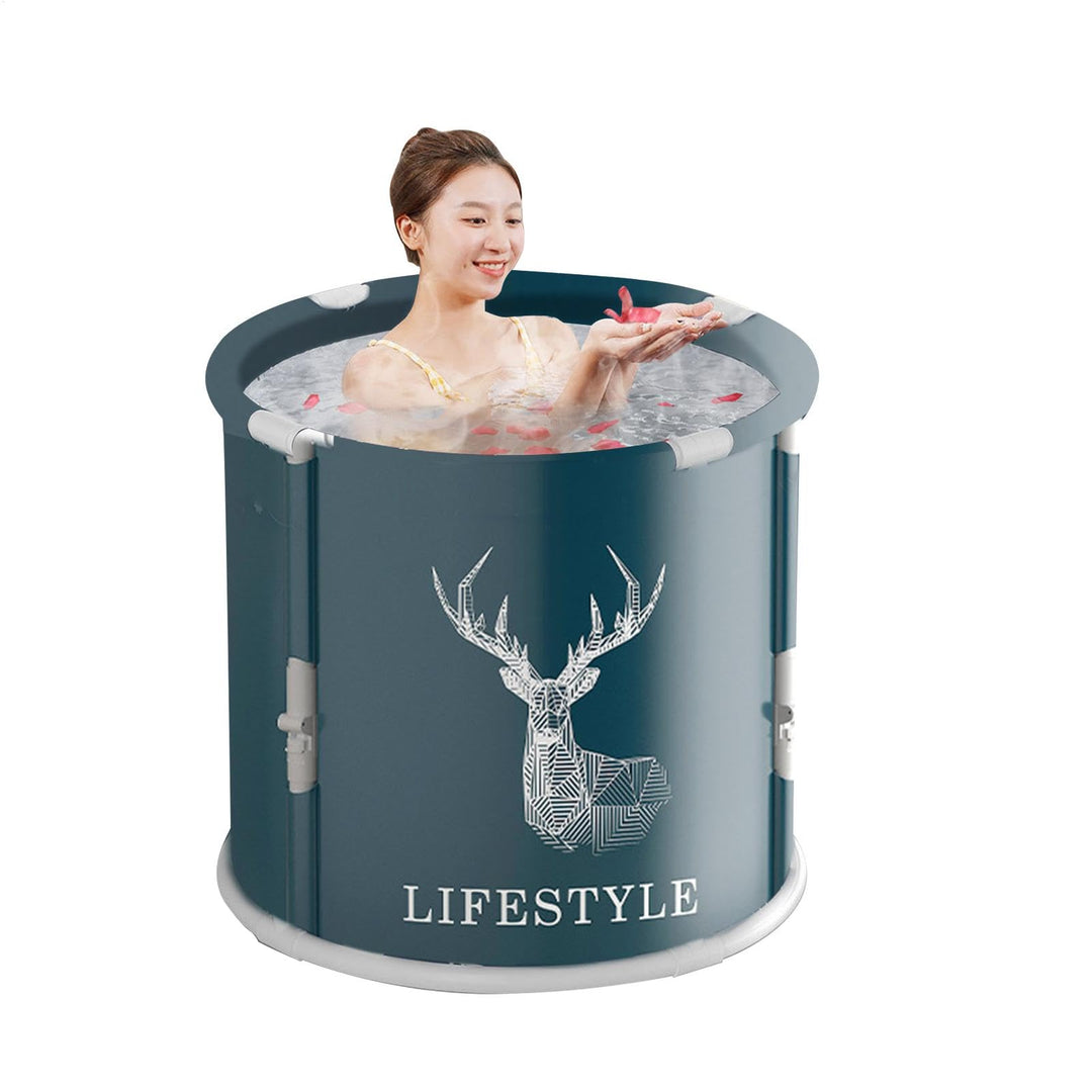 Faltbare Badewanne für Erwachsene, tragbare faltbare Badewanne, freistehende Badewanne mit Kissen, h