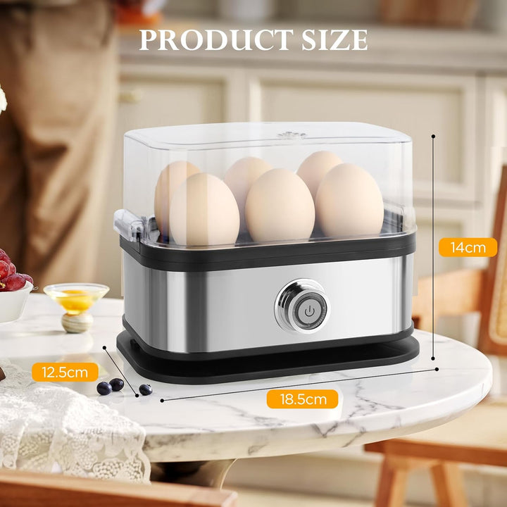 VINATO Eierkocher, bis zu 6 Eier (weich, mittel, hart, pochiert), Familiengrösse Egg Cooker, Leicht