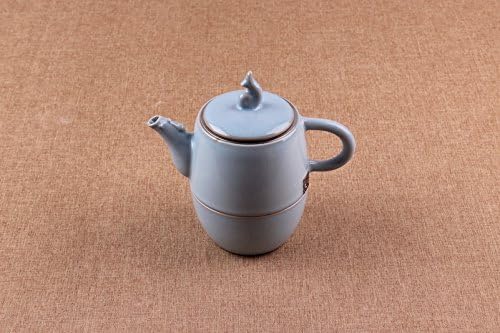 TEASOUL B6021249 Porzellan Teekanne mit 2 Tassen, 200 ml, blau