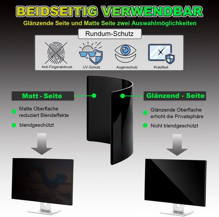 Magnetischer Sichtschutzfolie für 27 Zoll 16:9 Monitor | Blaulichtfilter &amp; Blendschutz, Abnehmbar Bl
