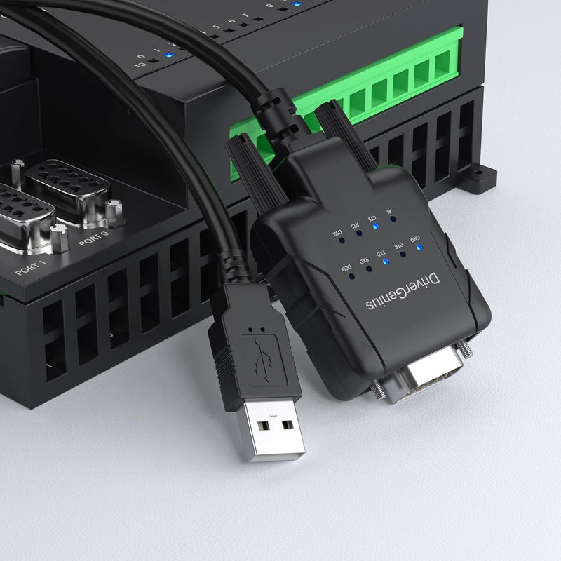 DriverGenius USB Typ-A auf Seriell RS232-(DB9) Adapter Konverter mit 9 x LEDs für IT-Administratoren