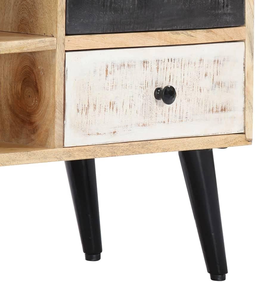 vidaXL Mangoholz Massiv TV Schrank mit 2 Schubladen TV Möbel Lowboard Fernsehtisch Fernsehschrank Hi