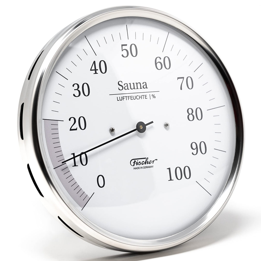 Fischer 192.01 - Sauna-Hygrometer synthetisch - 160mm Sauna-Luftfeuchtigkeitsmesser aus Edelstahl -