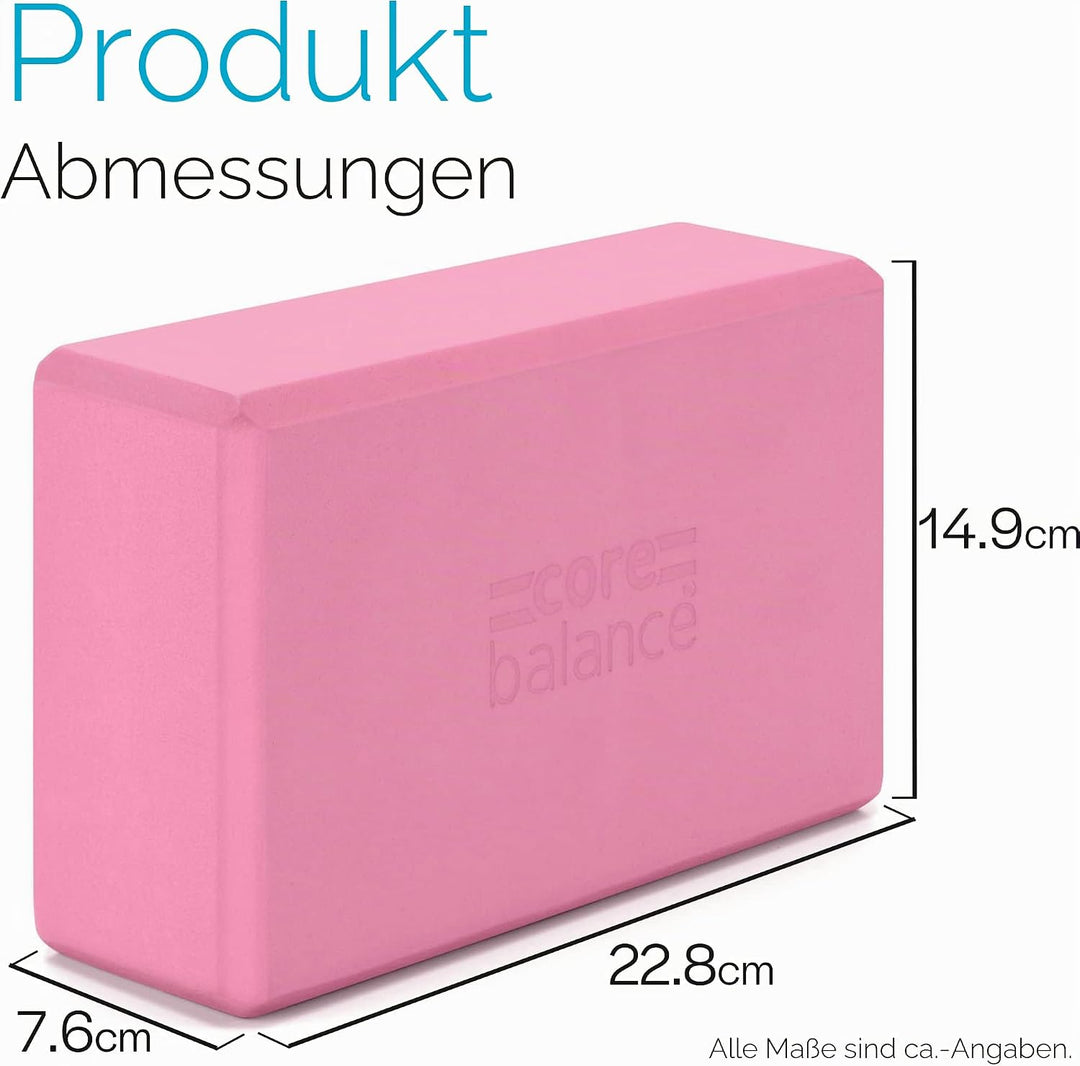 Core Balance Yoga Blocks im Doppelpack & GRATIS Yoga-Gurt, 2 STK. Eva Schaumstoff-Blöcke, robust & l