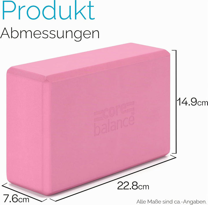 Core Balance Yoga Blocks im Doppelpack & GRATIS Yoga-Gurt, 2 STK. Eva Schaumstoff-Blöcke, robust & l