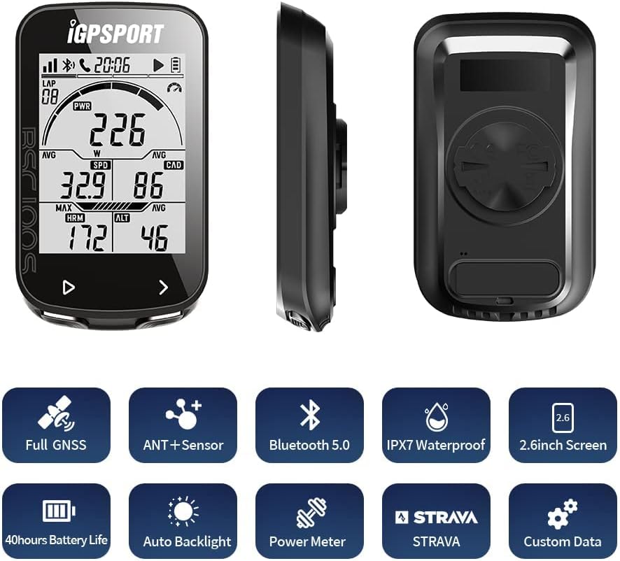 iGPSPORT BSC100S Fahrradcomputer GPS mit 2,6-Zoll-Bildschirm, ANT+ Fahrradcomputer, kabellos wasserd