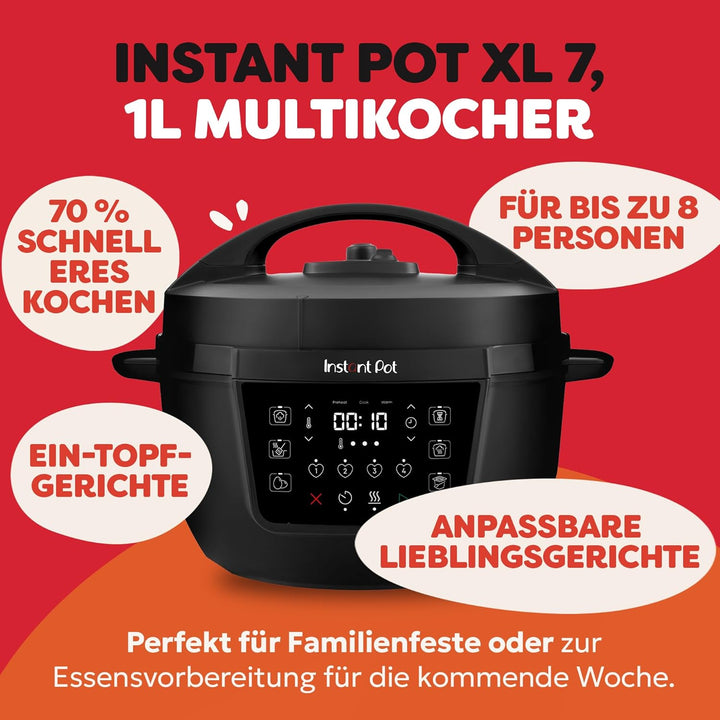 Instant Pot Multikocher XL 7.1L 7-in-1 Smart Cooker - Schnellkochtopf, Schongarer, Reiskocher, Sauti