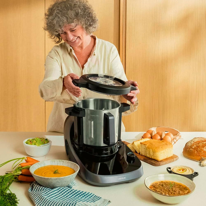 Cecotec Küchenroboter mit Lebensmittelspender Mambo CooKing Total Gourmet. 2200 W, 45 Funktionen, Ta