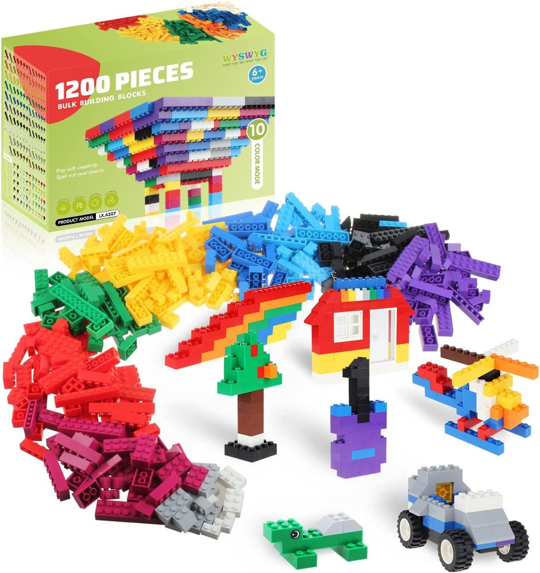 WYSWYG 1200 Teile Bausteine, 1.6 kg Steine Box, Kompatibel, Basic Building Bricks Set, Geeignet für