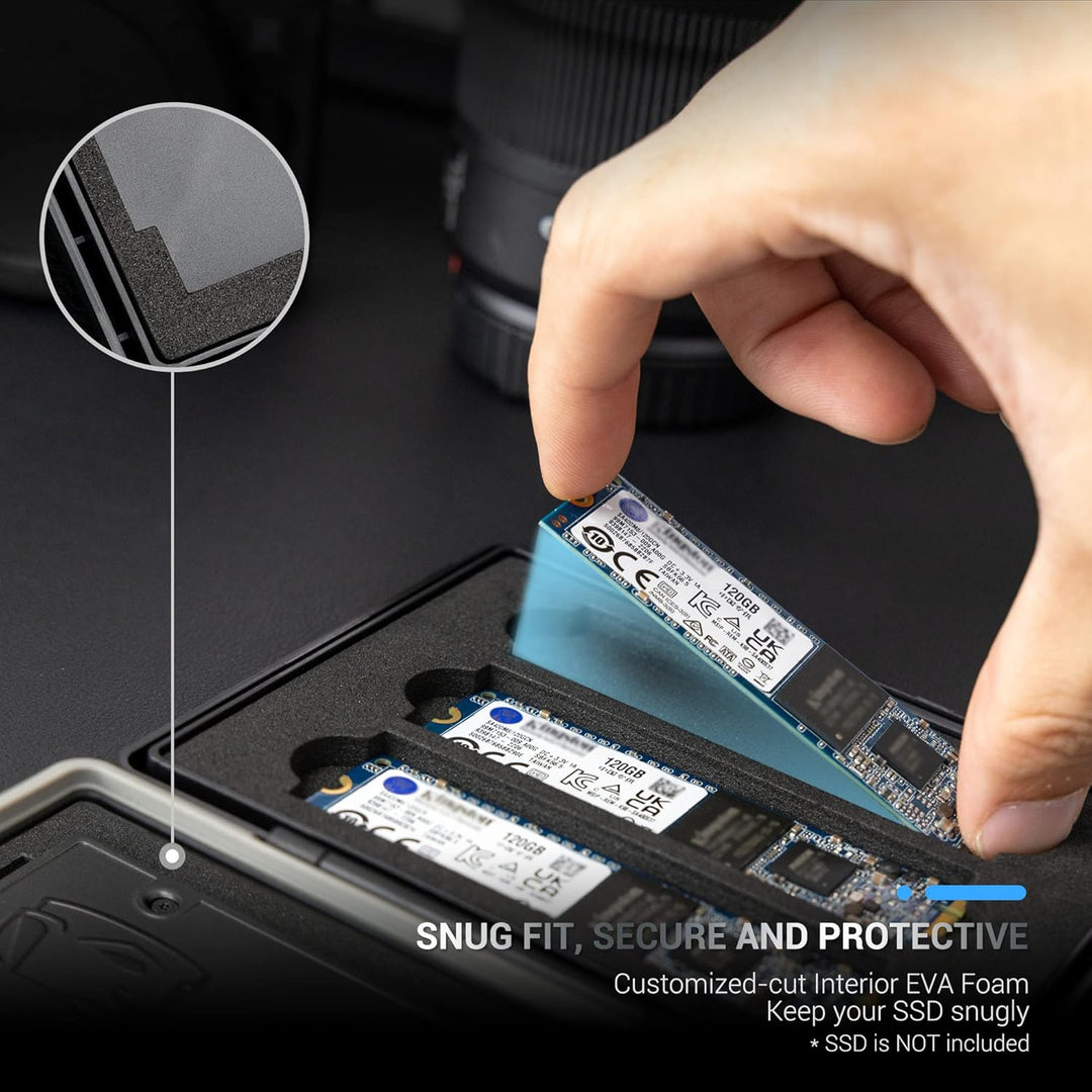 JJC Speicherkarten Etui Tasche Aufbewahrung für 2,5 Zoll interne Solid State Drive x1 + NVMe M.2 228