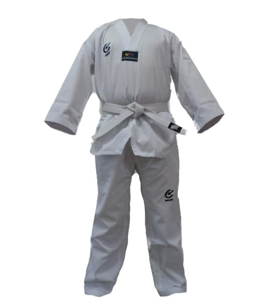 Budodrake Taekwondo Anzug Korea III RIPP Gewebe mit Rückendruck Mischgewebe 190 Weiss, 190 Weiß