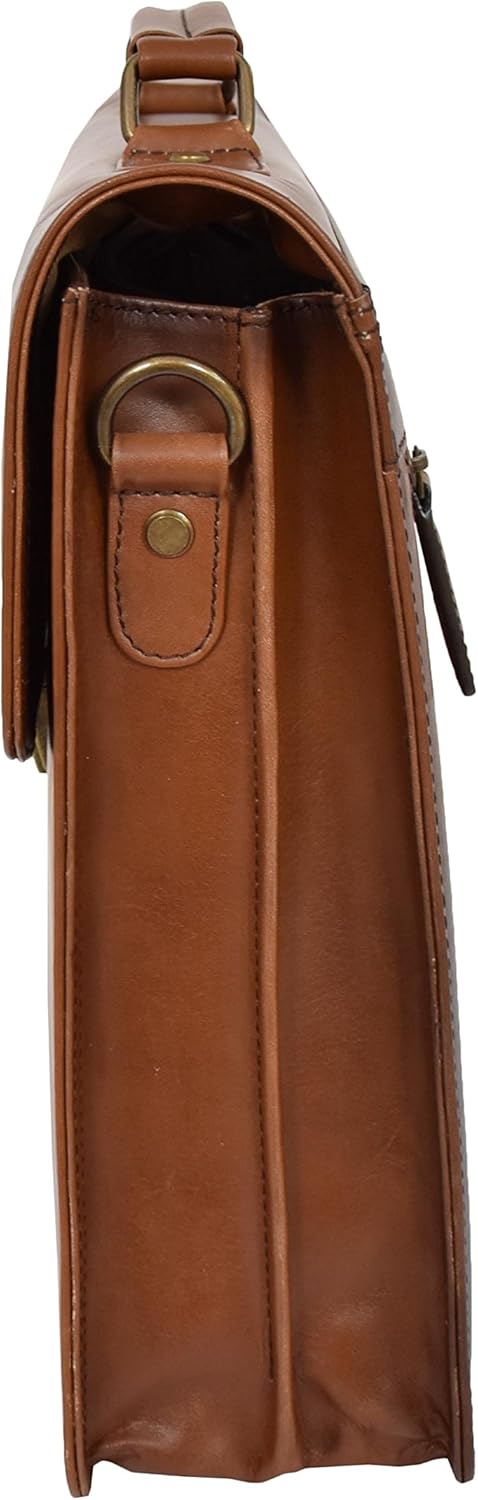 A1 FASHION GOODS Herren Aktentasche Italienisches Leder Soft-Slim-Tasche Antike Vintage Hellbraun Ge