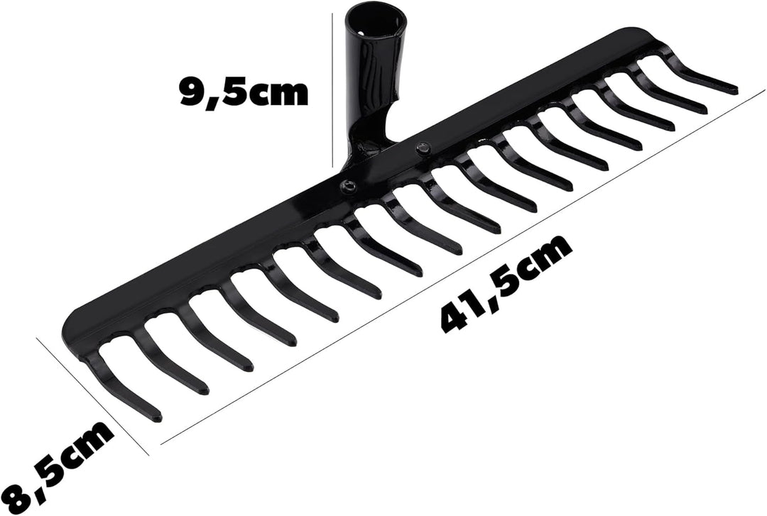 KADAX Gartenharke ohne Stiel, Gartenrechen aus Metall, Rasenrechen für Gartenpflege, Robuste Rasenha