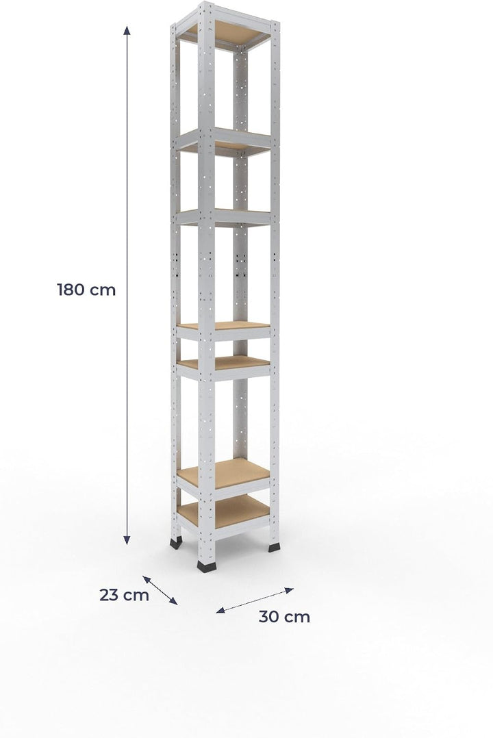 shelfplaza® 180x30x23cm Home Schwerlastregal verzinkt/Metallregal mit 7 Böden/Kellerregal Metall, Ga