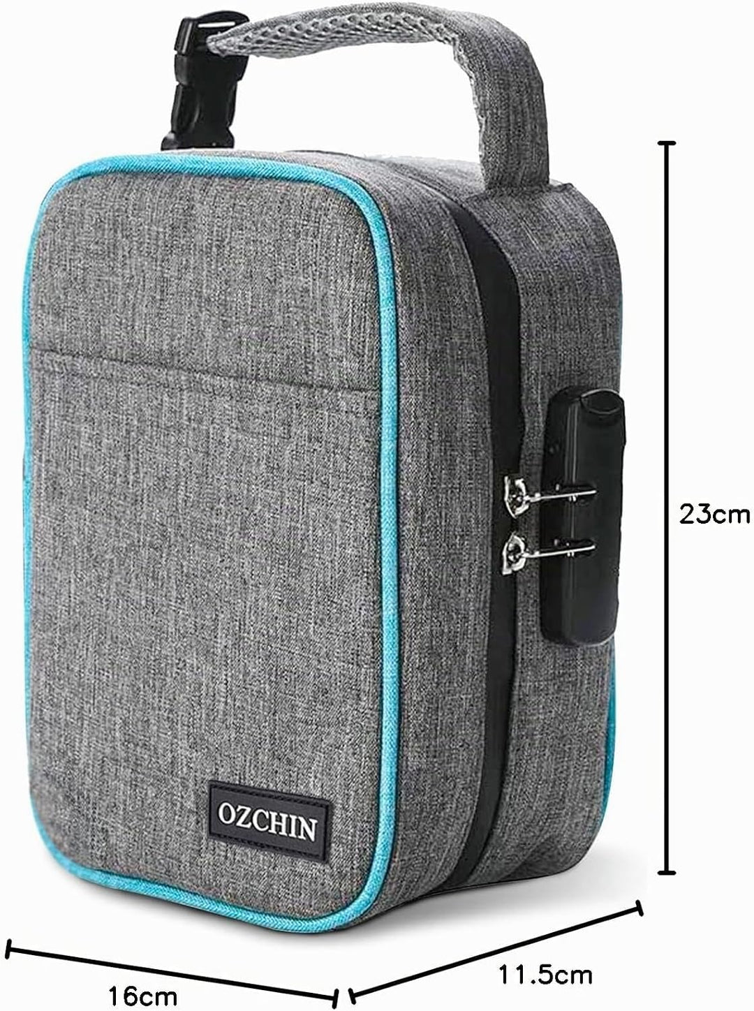 OZCHIN Geruchsdichte Tasche mit Zahlenschloss, abschliessbarer Boxbeutel, Reise-Aufbewahrungskoffer,