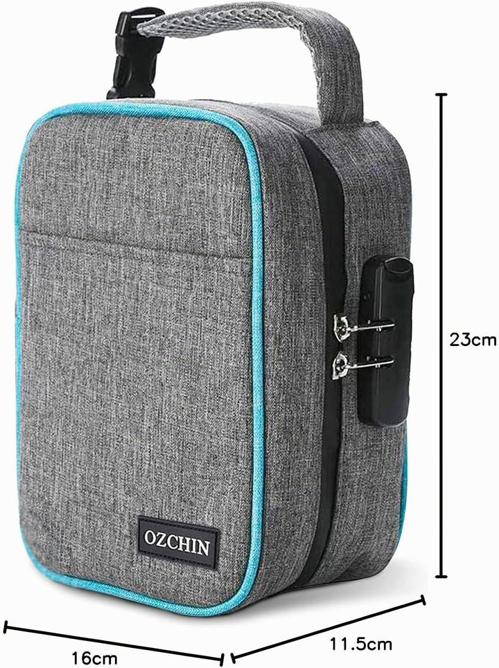 OZCHIN Geruchsdichte Tasche mit Zahlenschloss, abschliessbarer Boxbeutel, Reise-Aufbewahrungskoffer,