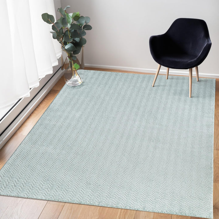 payé Teppich Wohnzimmer - Grün - 160x230cm - Meliert Muster- Einfarbig - Hoch Tief Effekt - Kurzflor