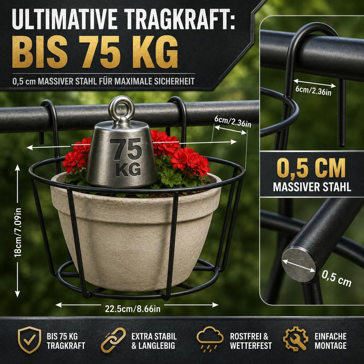 HEMOTON 2 Stücke Blumentopf Halterung Metall Blumentopfhalter Geländer Pflanzgefässe Balkongeländer