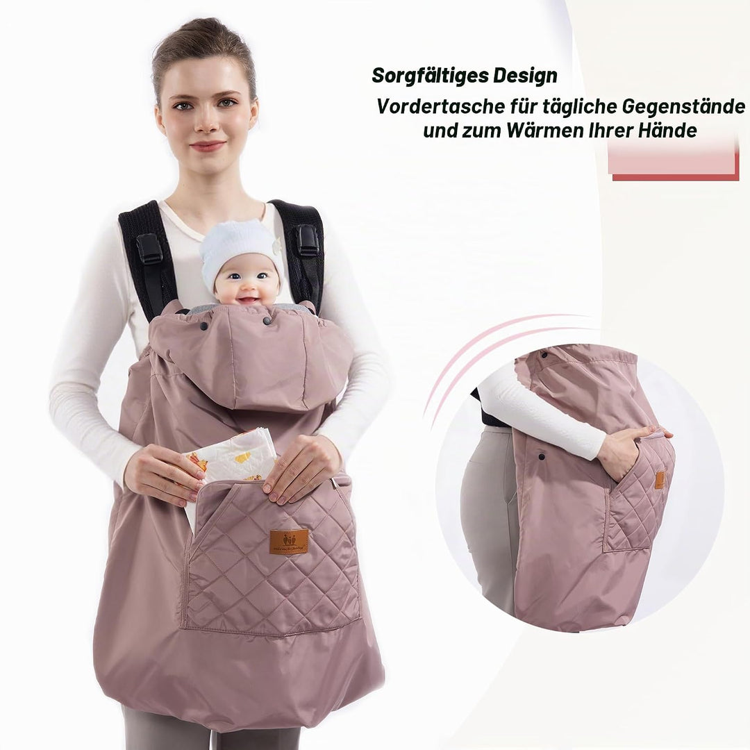 Winterbezug für Babytrage, Warm Universal Babytragebezug Wasserdicht Tragecover für Babytragen (Rosa