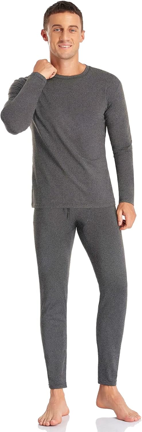 SIMIYA Herren Thermounterwäsche Set, warme Unterwäsche mit Innenfleece, Ultraleicht Oberteil und Unt