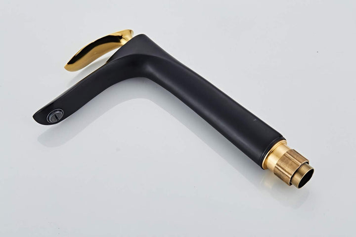 Bad Waschbecken Wasserhahn Hohe Körper Schwarz/Gold Chrom Einhand Einlochmontage Messing Leekayer,LK