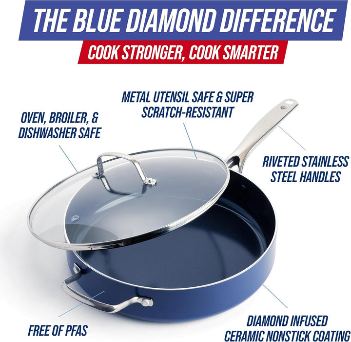 Blue Diamond 5QT Sautepan blau, 5QT Sautepan