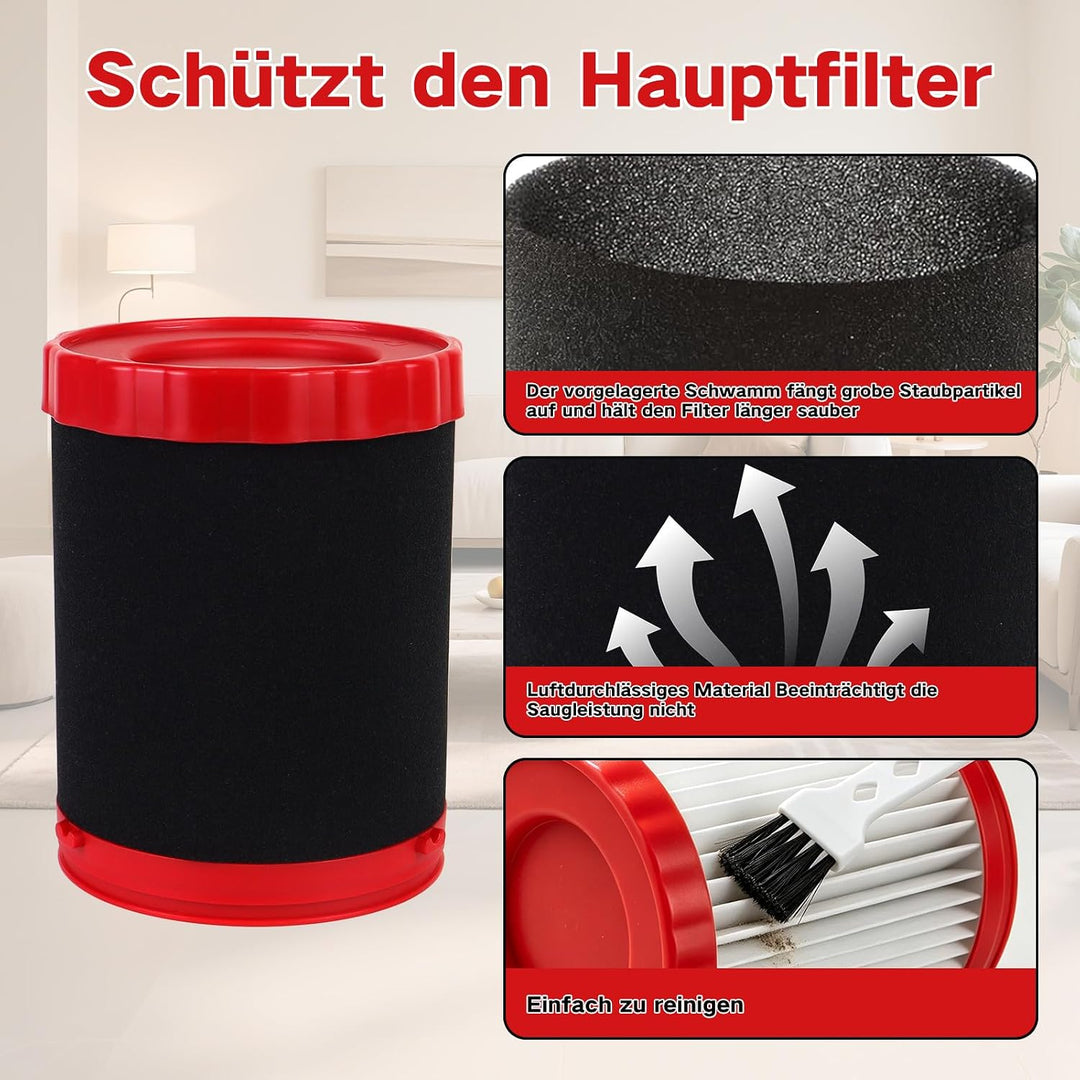 2 Stück Hepa Filter für Bosch Gas 18 V, GAS18V-3 / GAS18V-10L Ersatzfilter | Waschbare VF320H HEPA E