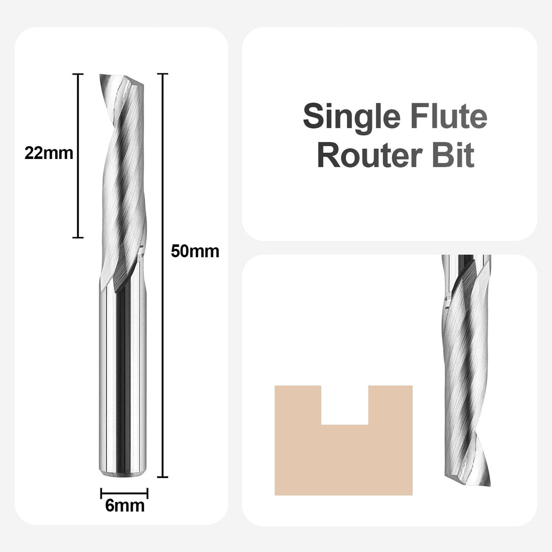 SpeTool CNC-Fräser aus massivem Wolframcarbid für Aluminium und Holz – Einzelschneide, Schnittlänge