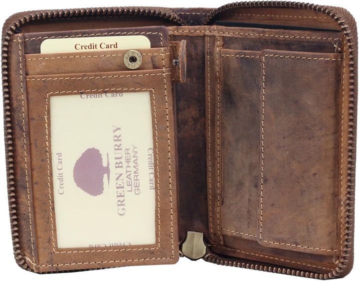 Greenburry Leder-Portemonnaie mit Fische Motiv I Geldbeutel mit Sternzeichen Motiv I Geldbörse für F