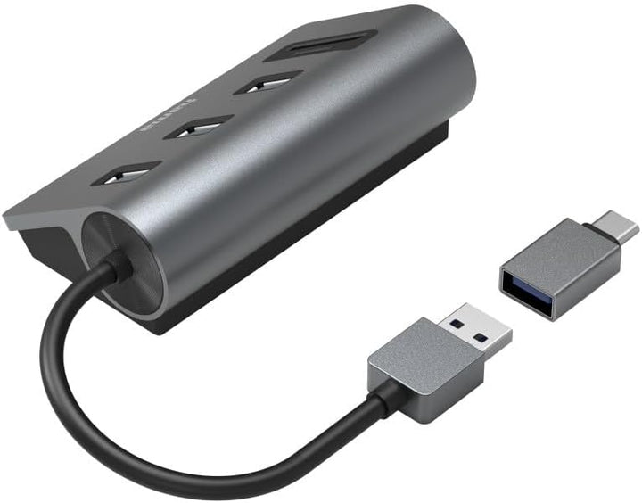 Hama USB-Hub und Kartenleser 5 Ports (3x USB-A, 1x SD, 1x microSD, mit USB-C-Adapter, bis 5 Gbit/s,