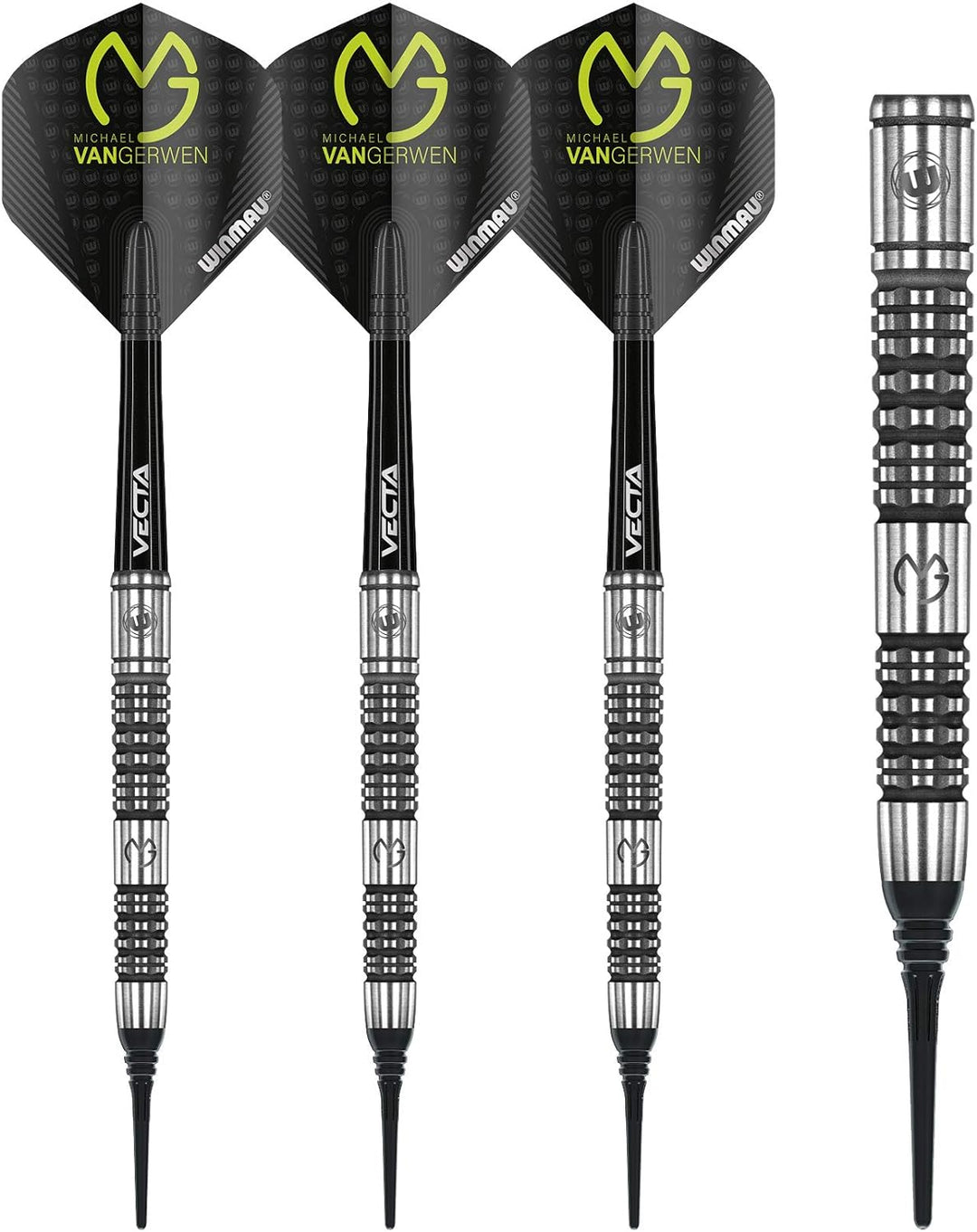 WINMAU Michael Van Gerwen MvG Absolute Tungsten Softip Darts Set 18 Gram with Prism Flights and Vect