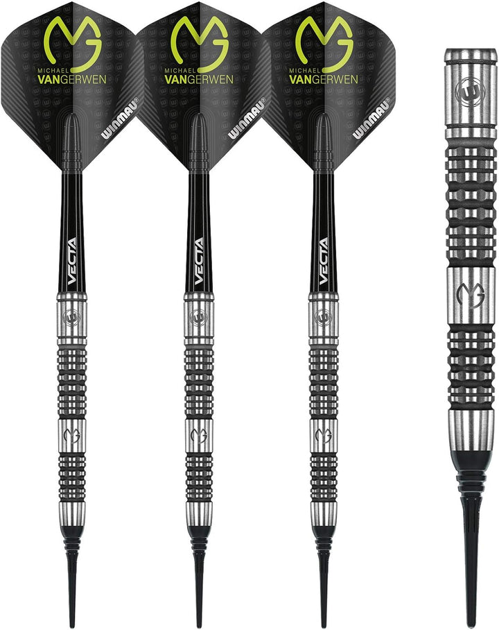 WINMAU Michael Van Gerwen MvG Absolute Tungsten Softip Darts Set 18 Gram with Prism Flights and Vect
