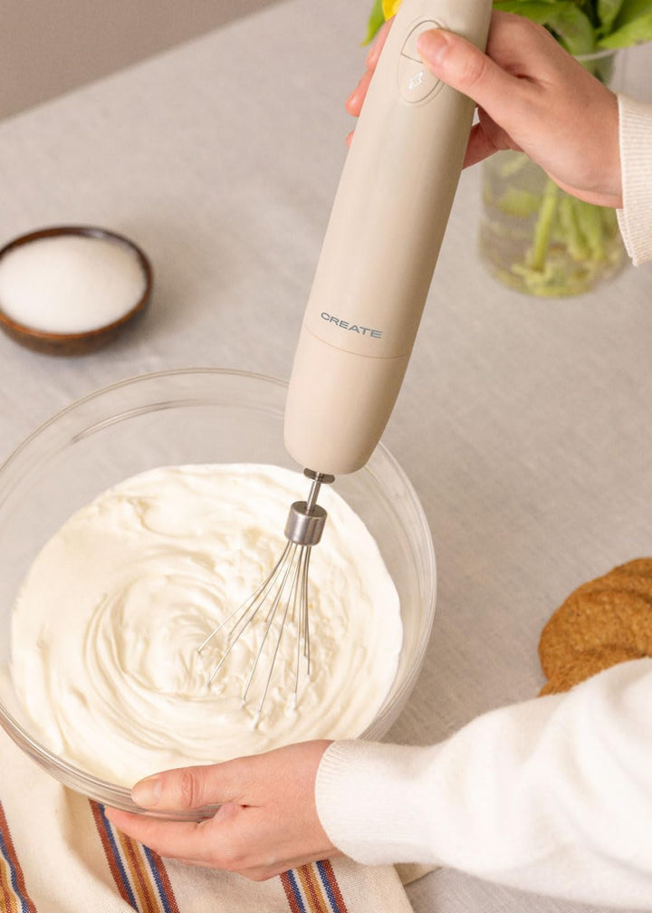 CREATE/FULLMIX RETRO/Stabmixer in Sand/Mixer und Pürierstab, 6 Geschwindigkeiten, 15000U, 500ml Glas