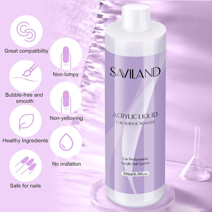 Saviland 500ml Acryl Liquid für Nägel: 16.91 fl.oz Acryl Liquid EMA Formel Acryl Flüssigkeit für Näg