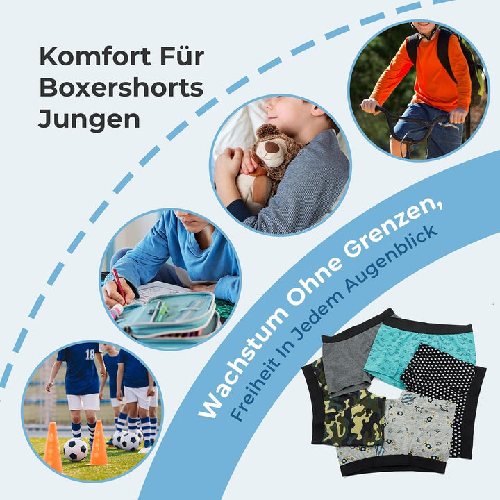 L&K-II 10er Pack Boxershorts Jungen Baumwolle Kinder Unterhosen Jungen Unterwäsche Atmungsaktiv Bequ