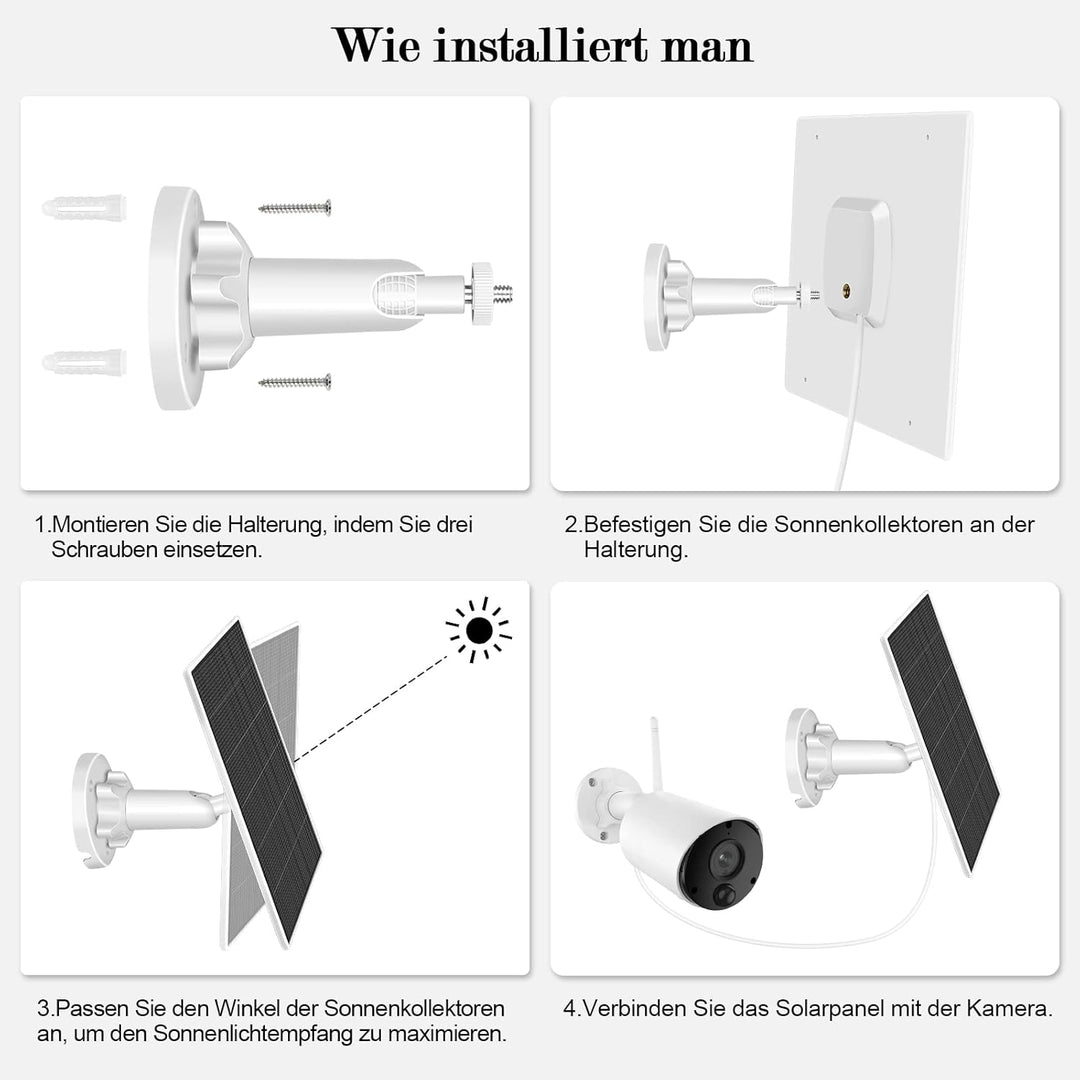 6W Solarpanel für drahtlose Überwachungskamera im Freien,2 Pack 5V IP65 wasserdichte Solarstromverso