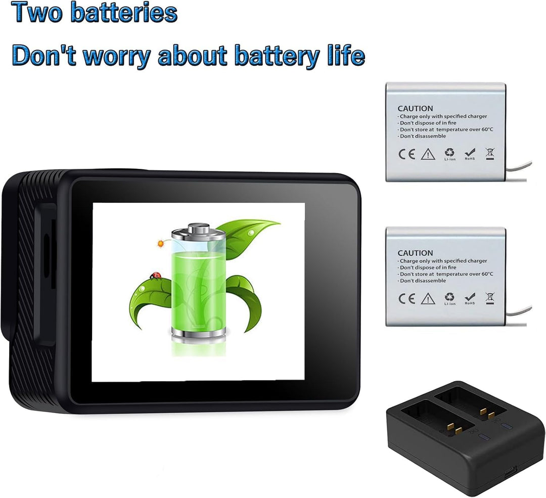Dual Screen Action Cam 1080P 32 GB Karte wasserdichte Kamera wasserdichte Unterwasserkamera mit 2 x
