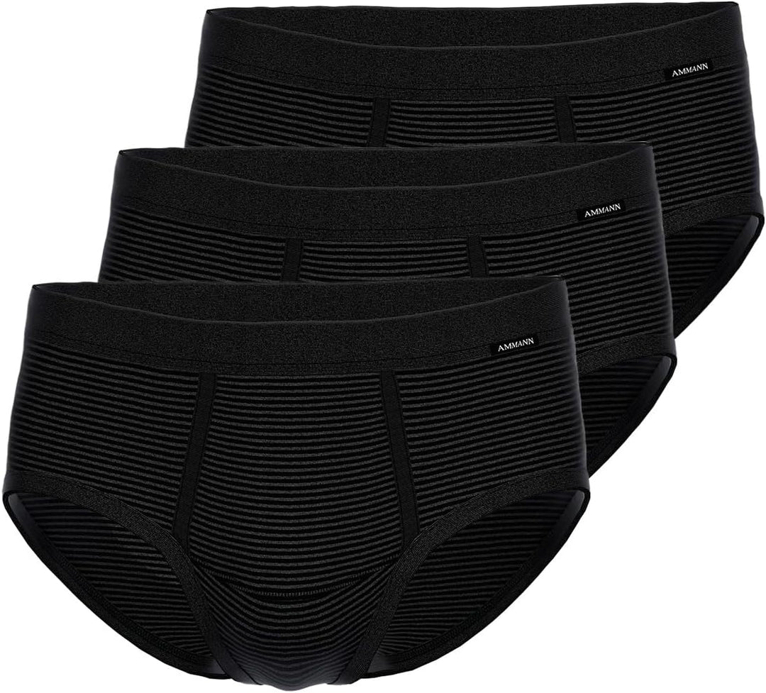 Ammann 3er Pack Jeans - Herren Sport Slip - Unterhose Feinripp mit Eingriff und weichem Komfortbund