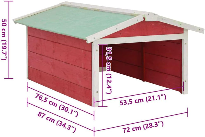 vidaXL Roboter-Rasenmäher Garage 72x87x50 cm Rot Weiss Tannenholz