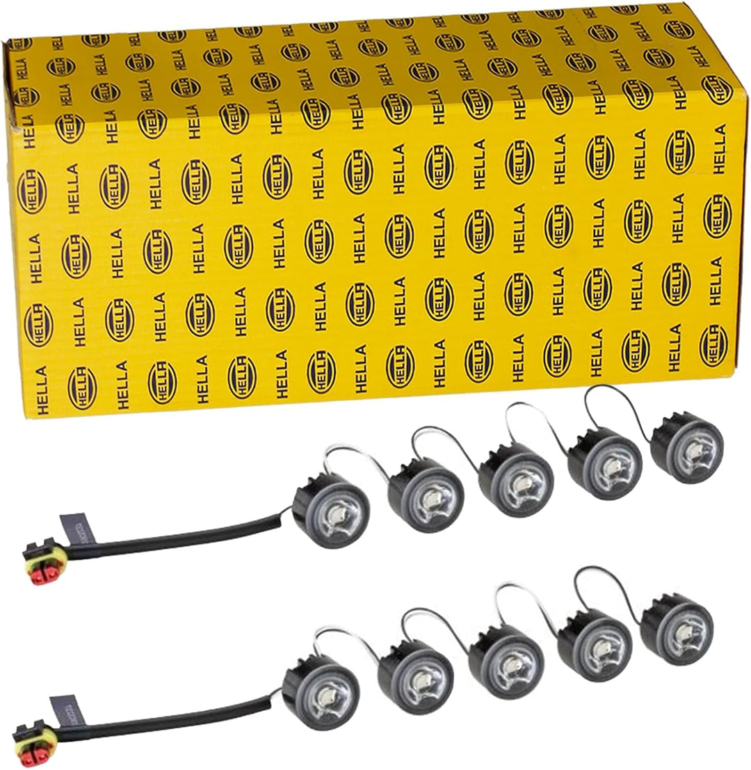 HELLA - LED-Tagfahrleuchtensatz - LEDayFlex - 12/24V - rund - Einbau - Lichtscheibenfarbe: glasklar