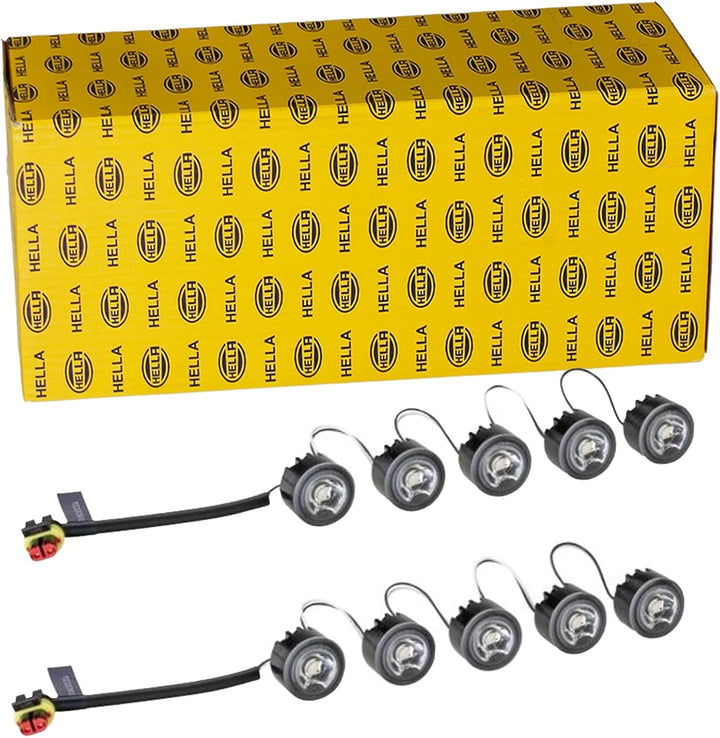 HELLA - LED-Tagfahrleuchtensatz - LEDayFlex - 12/24V - rund - Einbau - Lichtscheibenfarbe: glasklar