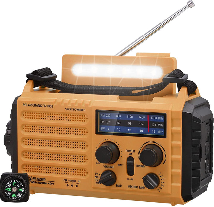 Tragbare Solar Radio, Notfall Radio mit Kurbel, Dynamo Wetter AM/FM/SW Radio,4000mAh Wiederaufladbar